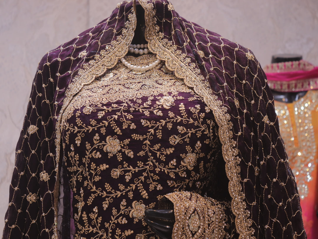 “The Royal Wine” Premium Designer Saree with Veil