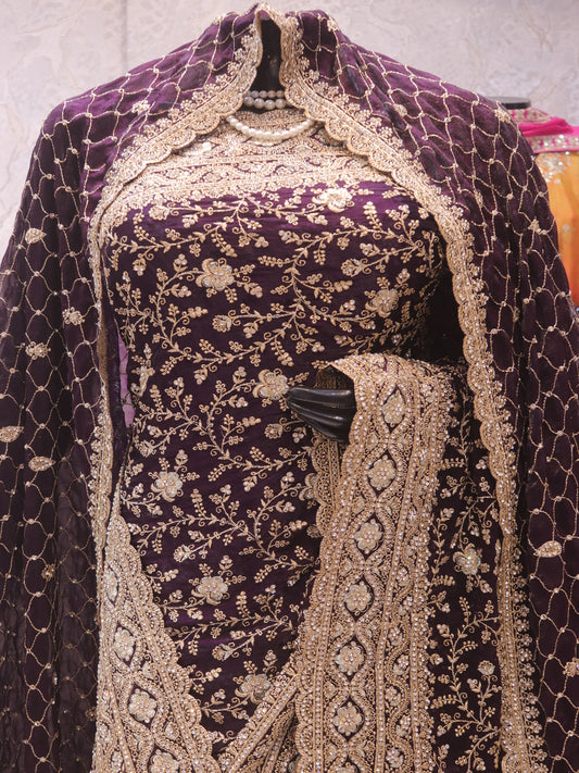 “The Royal Wine” Premium Designer Saree with Veil