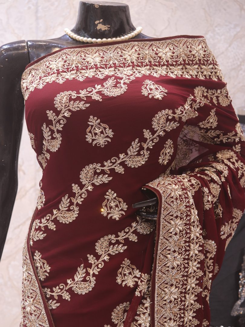 “The True Garnet” Premium Designer Saree