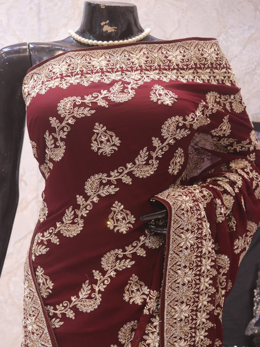 “The True Garnet” Premium Designer Saree
