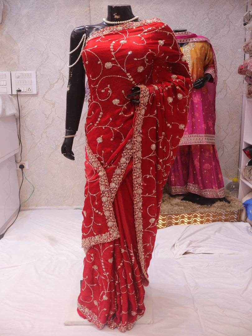 “The Crimson Red” Premium Designer Saree