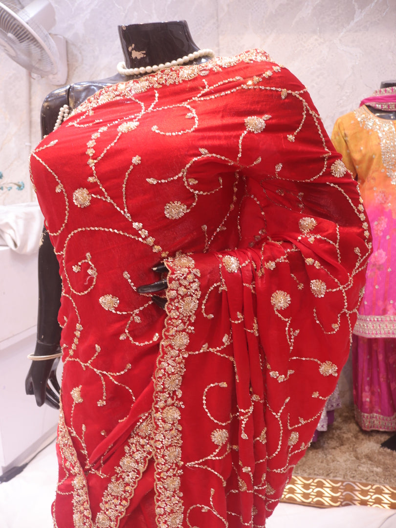 “The Crimson Red” Premium Designer Saree