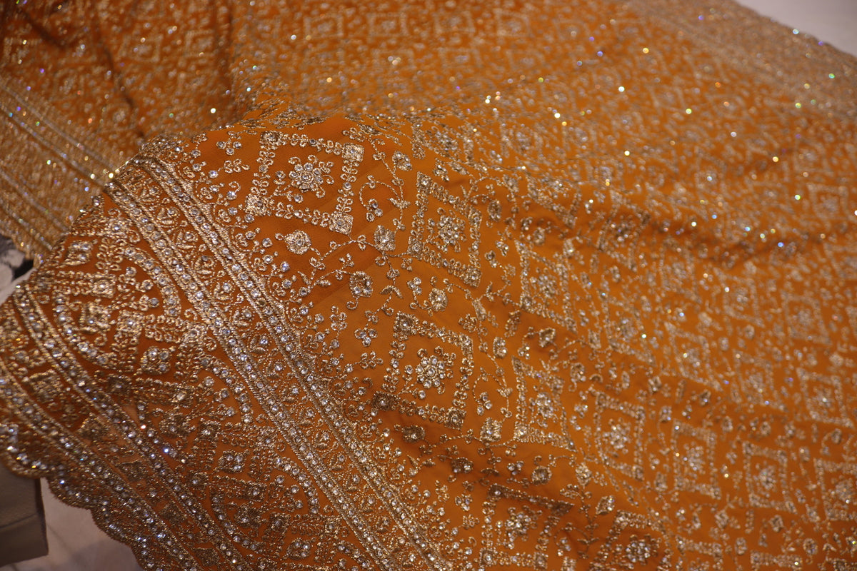 "The Royal Yellow" Premium Designer Saree with Veil