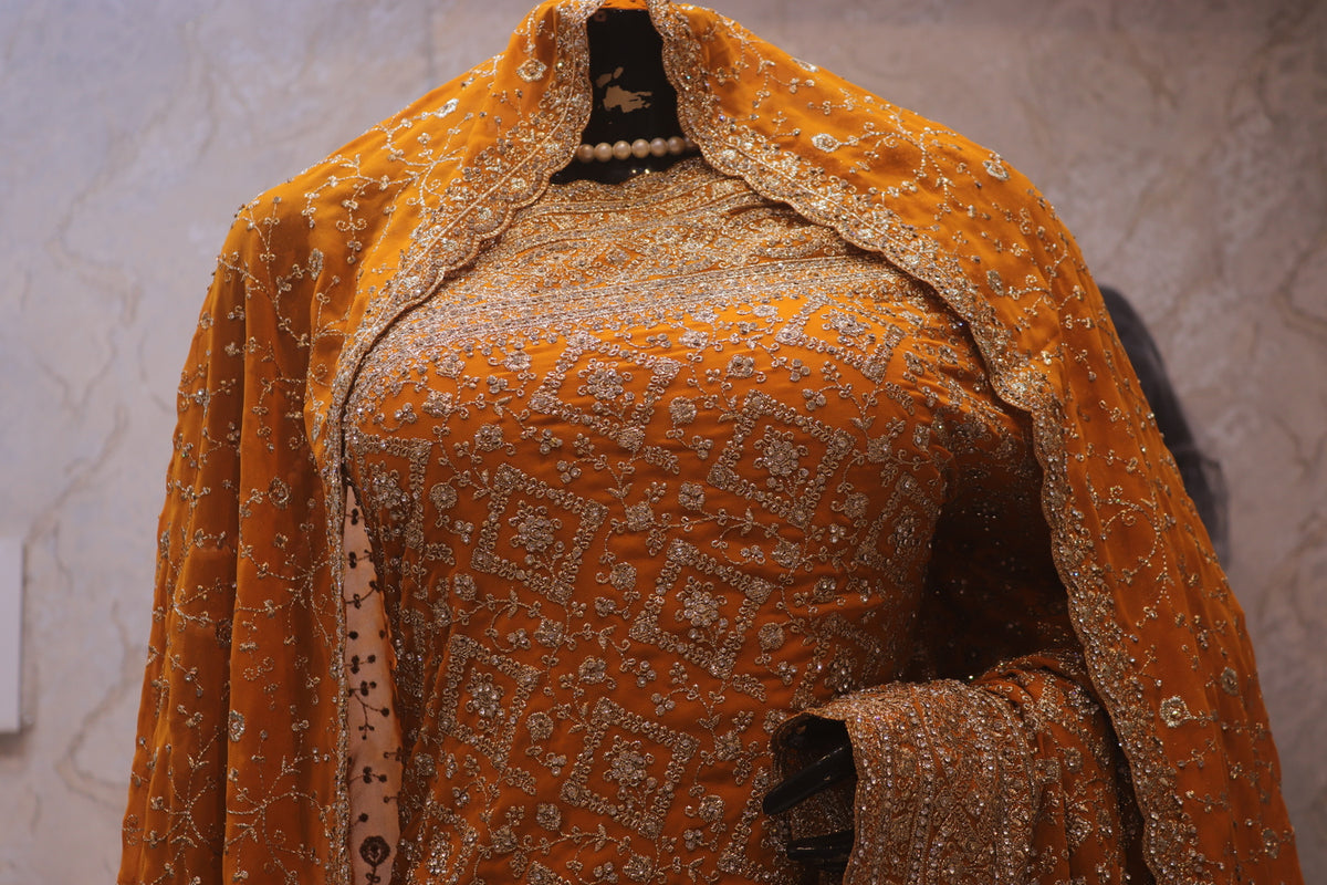 "The Royal Yellow" Premium Designer Saree with Veil