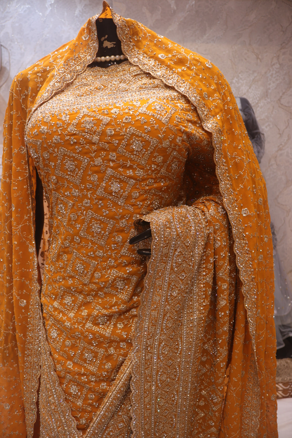 "The Royal Yellow" Premium Designer Saree with Veil