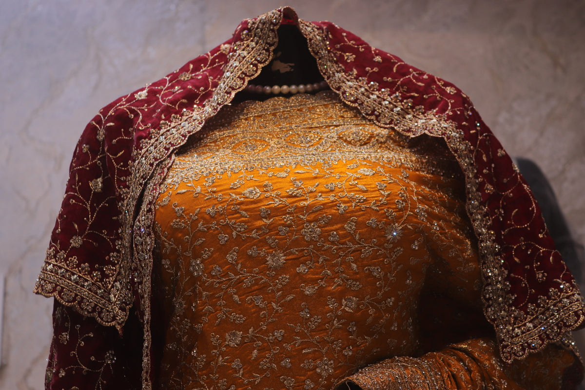 "The Mustard Yellow" Premium Designer Saree with Veil