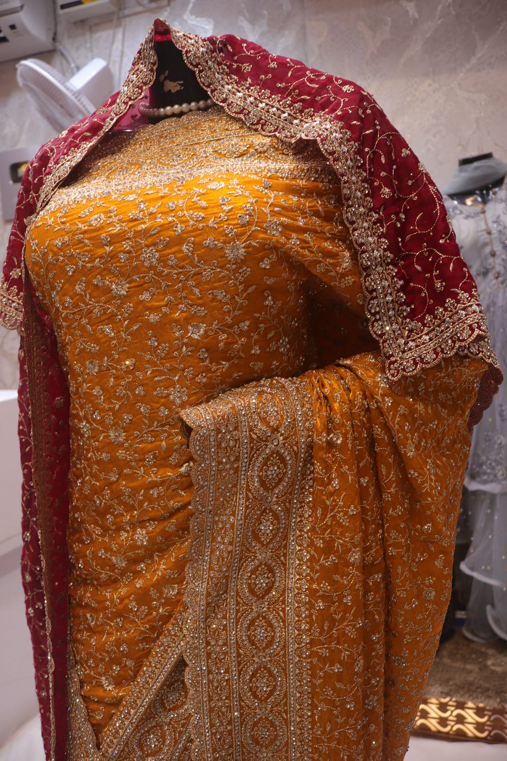 "The Mustard Yellow" Premium Designer Saree with Veil