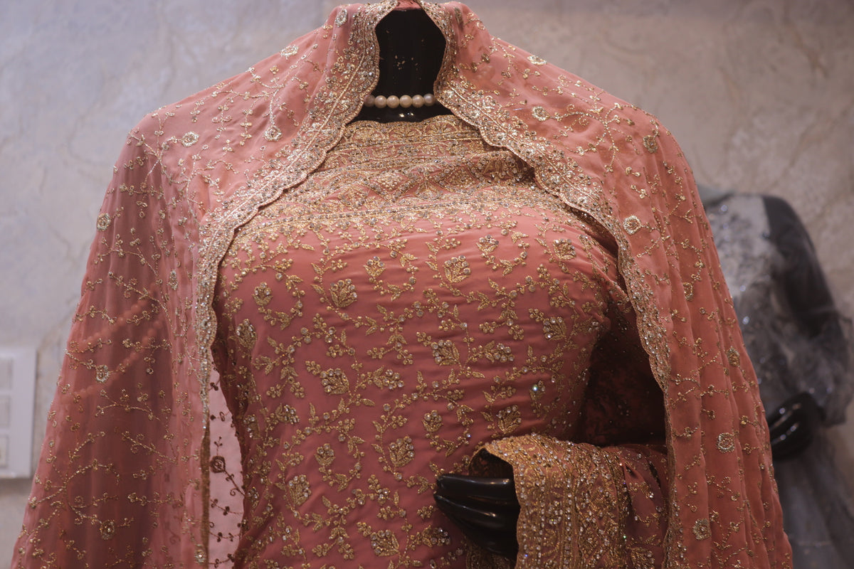 "The Royal Dusty Rose" Premium Designer Saree with Veil
