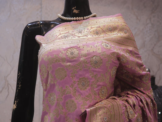 “The Baby Pink” Premium Banarasi Silk Saree