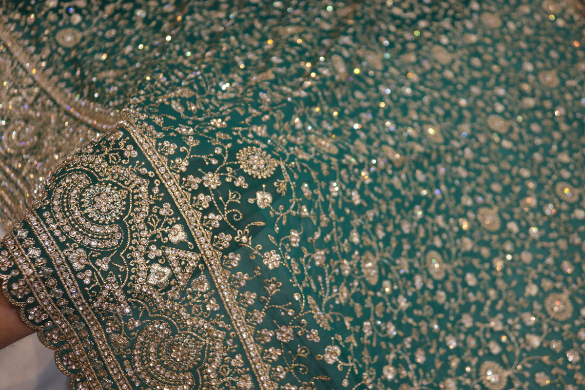 "The Persian Green" Premium Designer Saree