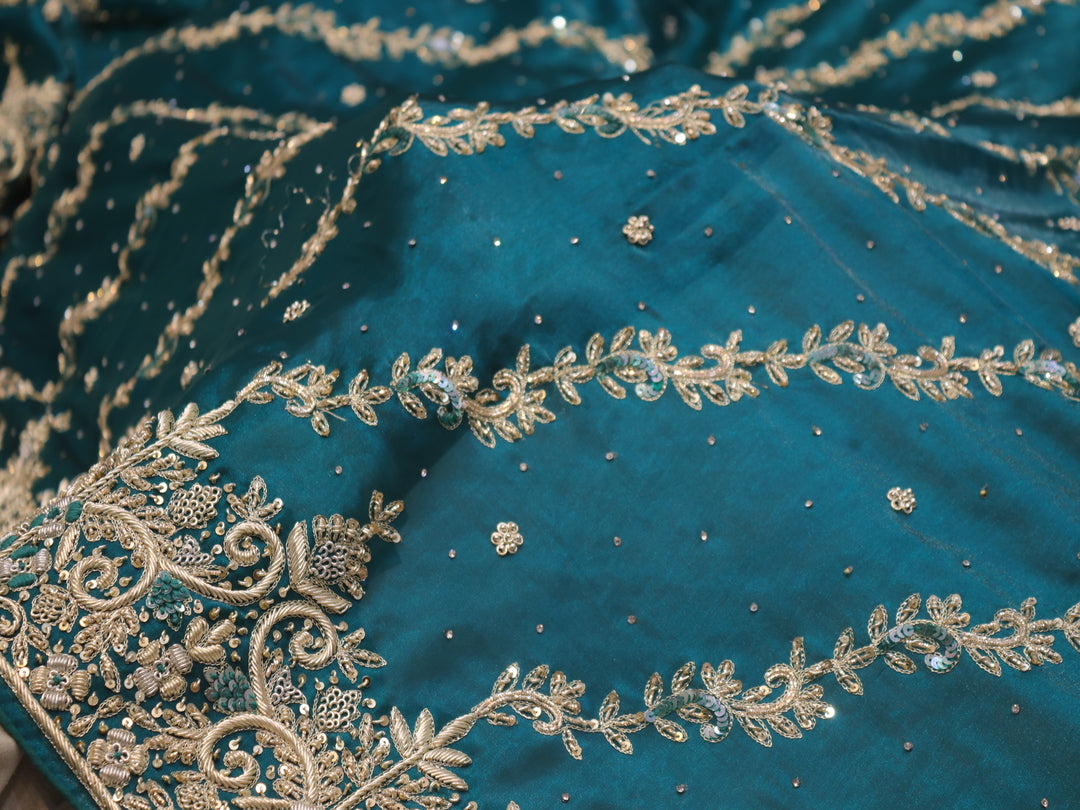 “The Royal Peacock Green” Premium Handcrafted Designer Saree