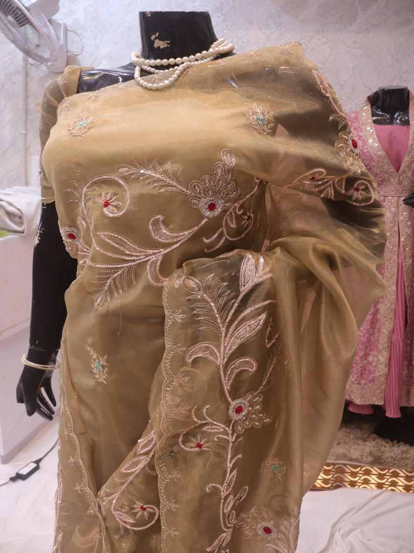 “The Exquisite American Gold” Premium Designer Saree