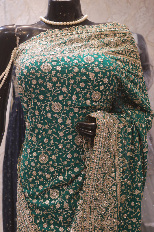 "The Persian Green" Premium Designer Saree