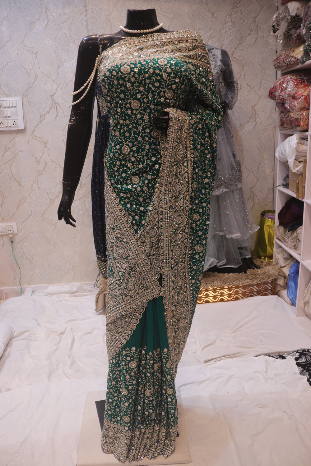 "The Persian Green" Premium Designer Saree