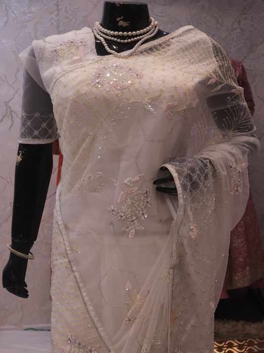“The Exquisite Only White” Premium Designer Saree