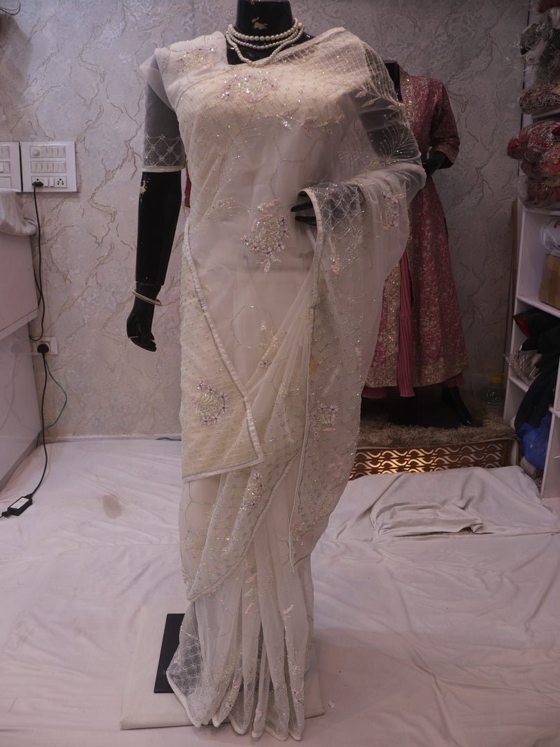 “The Exquisite Only White” Premium Designer Saree