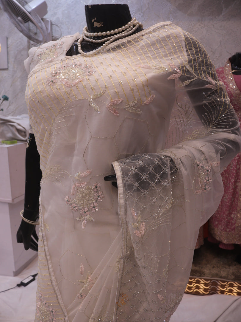 “The Exquisite Only White” Premium Designer Saree