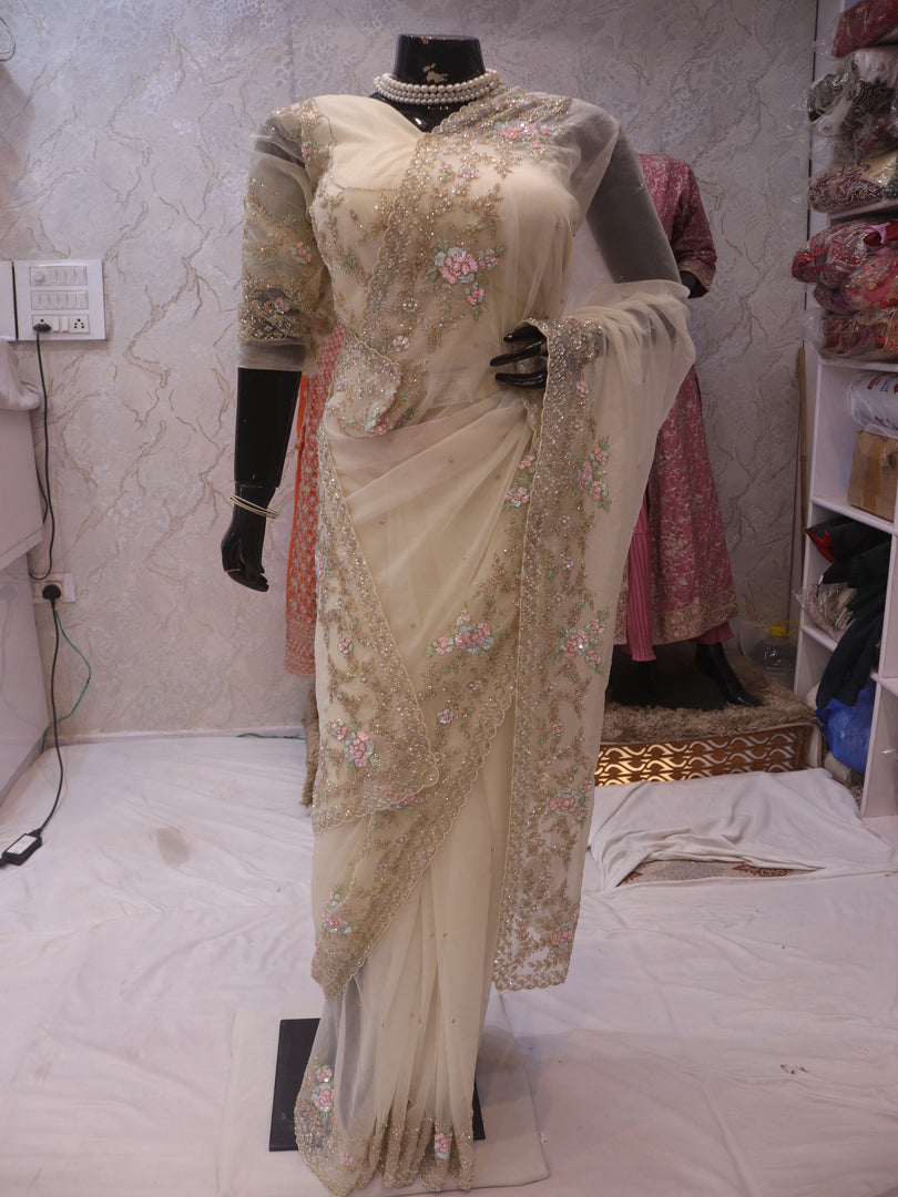 “The Exquisite Warm Cream” Premium Designer Saree