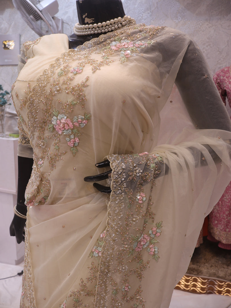 “The Exquisite Warm Cream” Premium Designer Saree