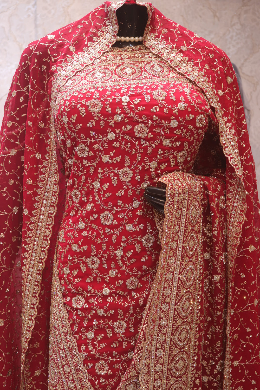 "The Brilliant Raspberry" Premium Designer Saree with Veil