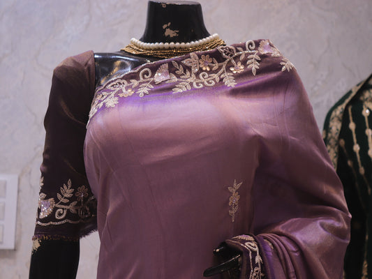 “The Exquisite Lavender & Plum Ombre” Premium Designer Saree