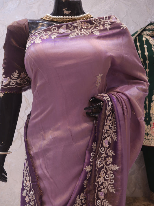 “The Exquisite Lavender & Plum Ombre” Premium Designer Saree