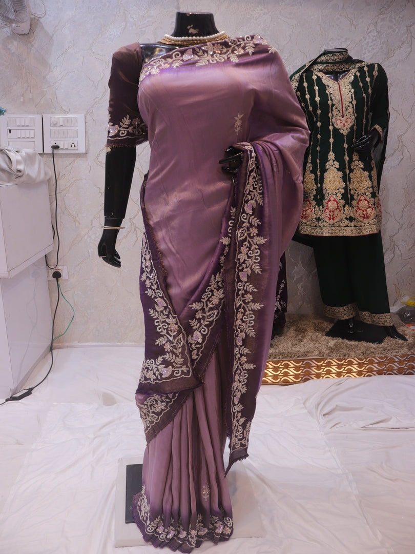 “The Exquisite Lavender & Plum Ombre” Premium Designer Saree
