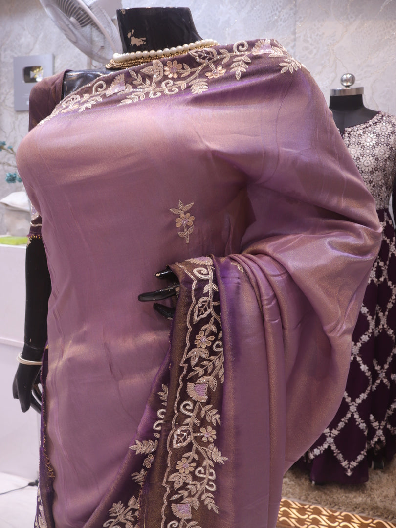 “The Exquisite Lavender & Plum Ombre” Premium Designer Saree