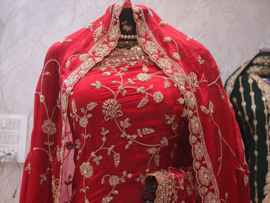 “The Royal Red” Premium Designer Saree with Veil