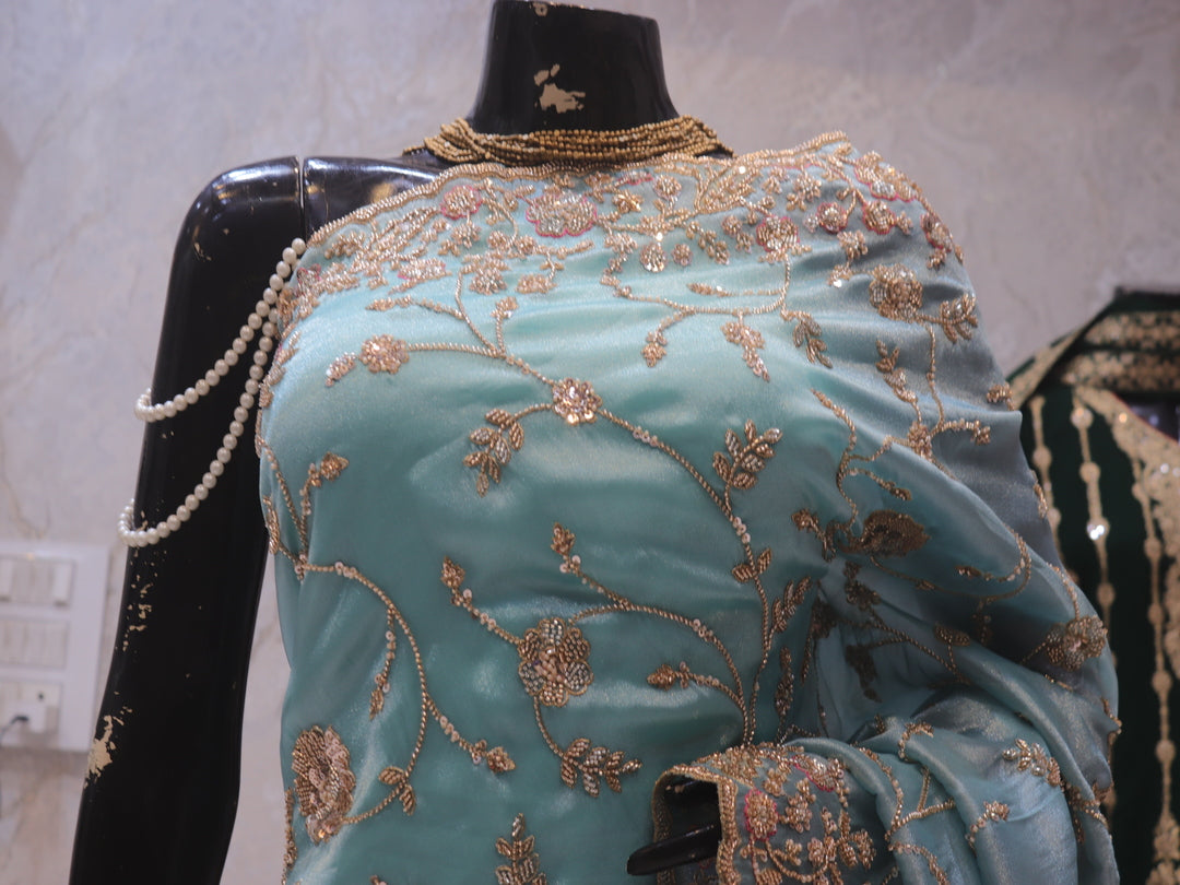 “The Turkish Blue” Premium Designer Saree