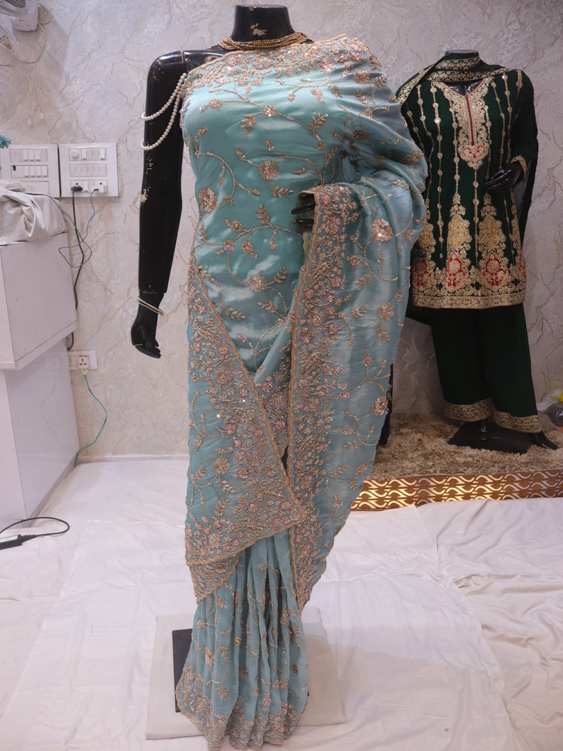 “The Turkish Blue” Premium Designer Saree