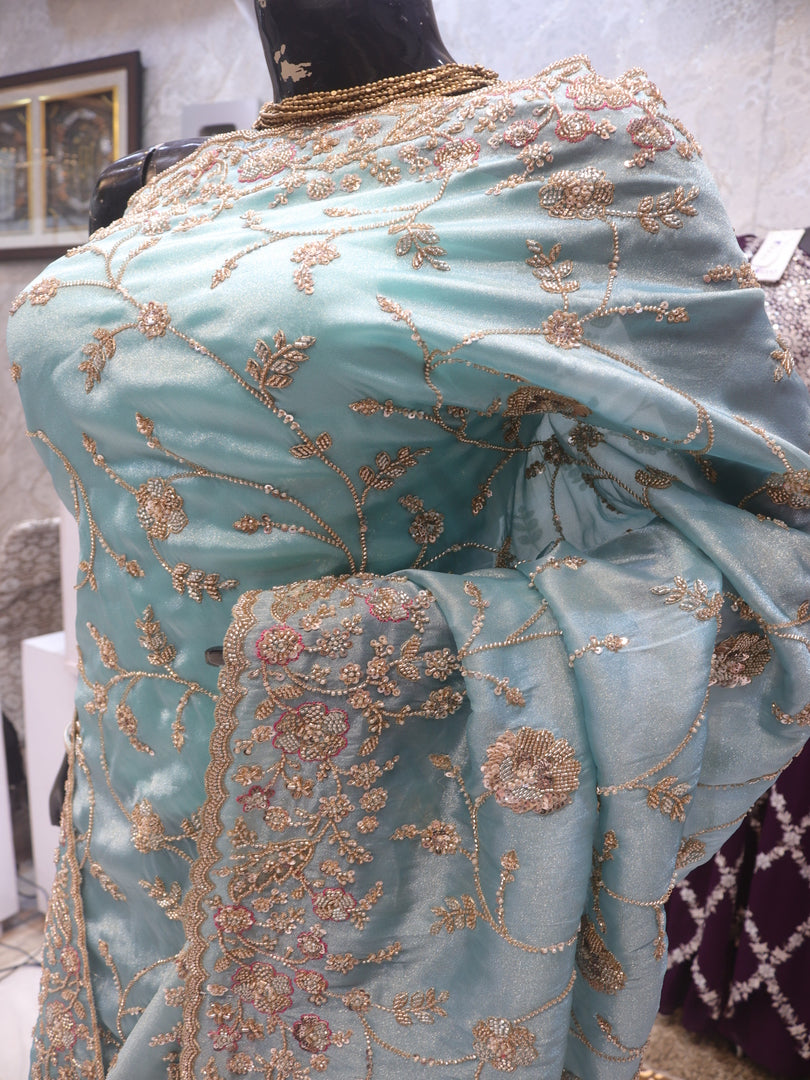 “The Turkish Blue” Premium Designer Saree