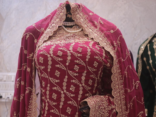 “The Mystic Pink” Premium Designer Saree with Veil