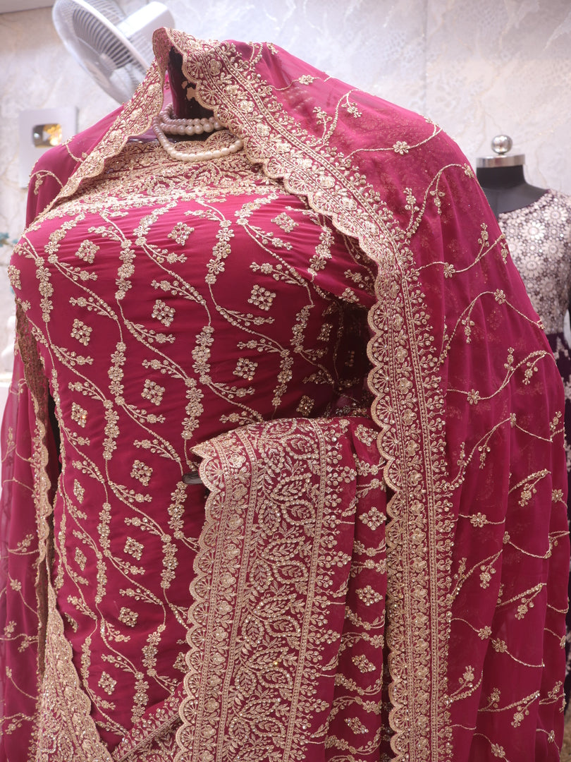 “The Mystic Pink” Premium Designer Saree with Veil