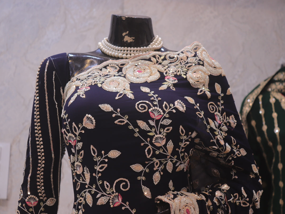 “The Midnight Blue” Premium Designer Saree