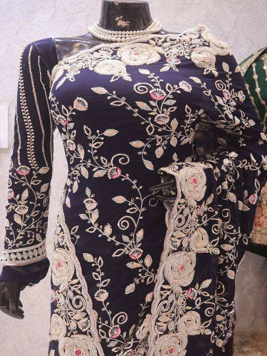 “The Midnight Blue” Premium Designer Saree