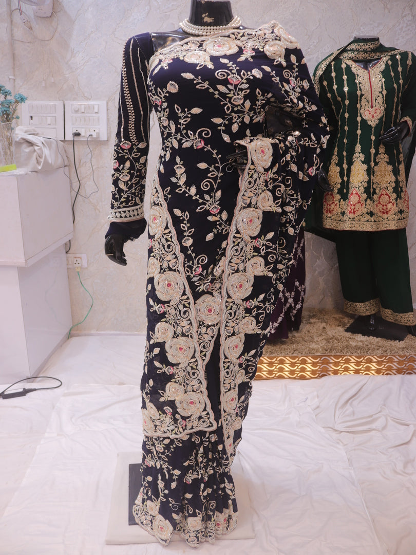 “The Midnight Blue” Premium Designer Saree