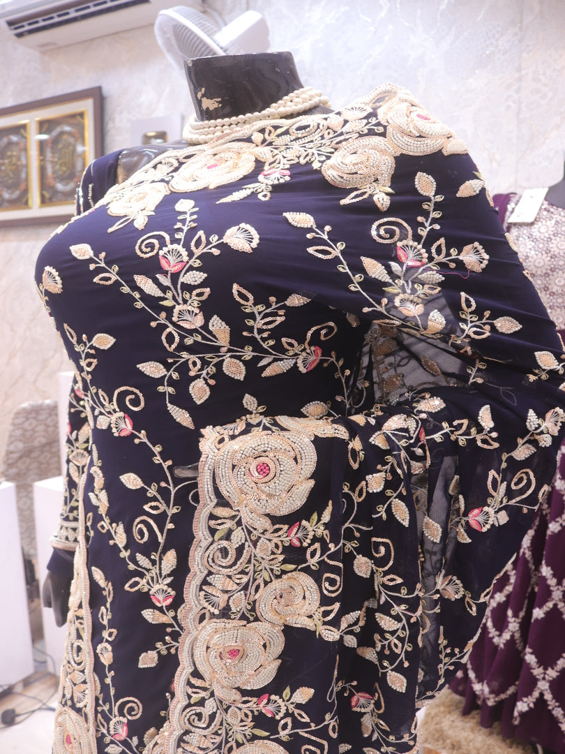 “The Midnight Blue” Premium Designer Saree
