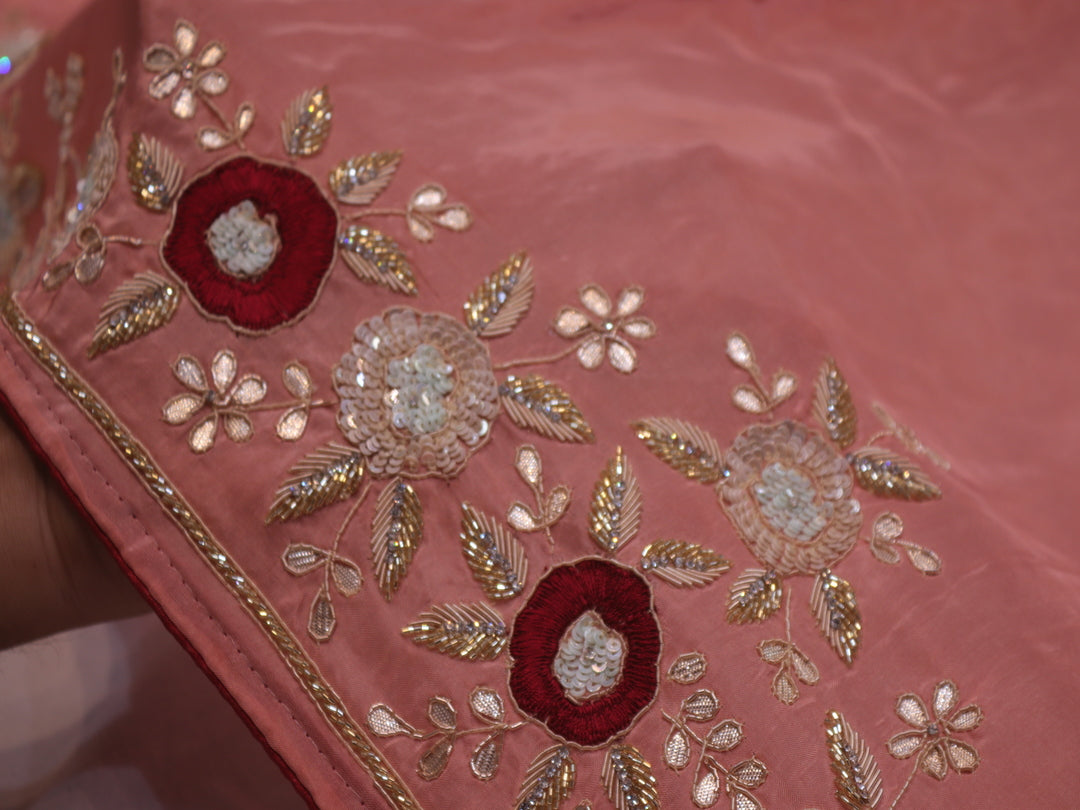“The Exquisite Royal Salmon Pink” Premium Designer Saree
