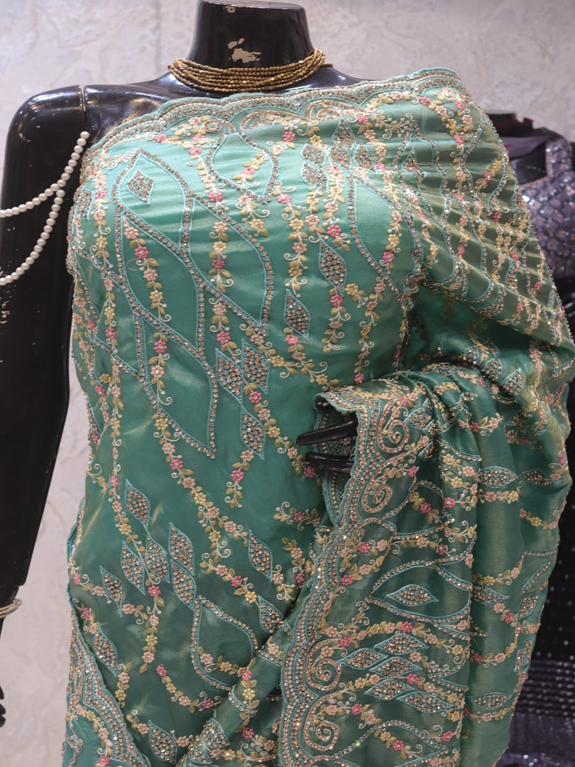 “The Persian Green” Premium Designer Saree