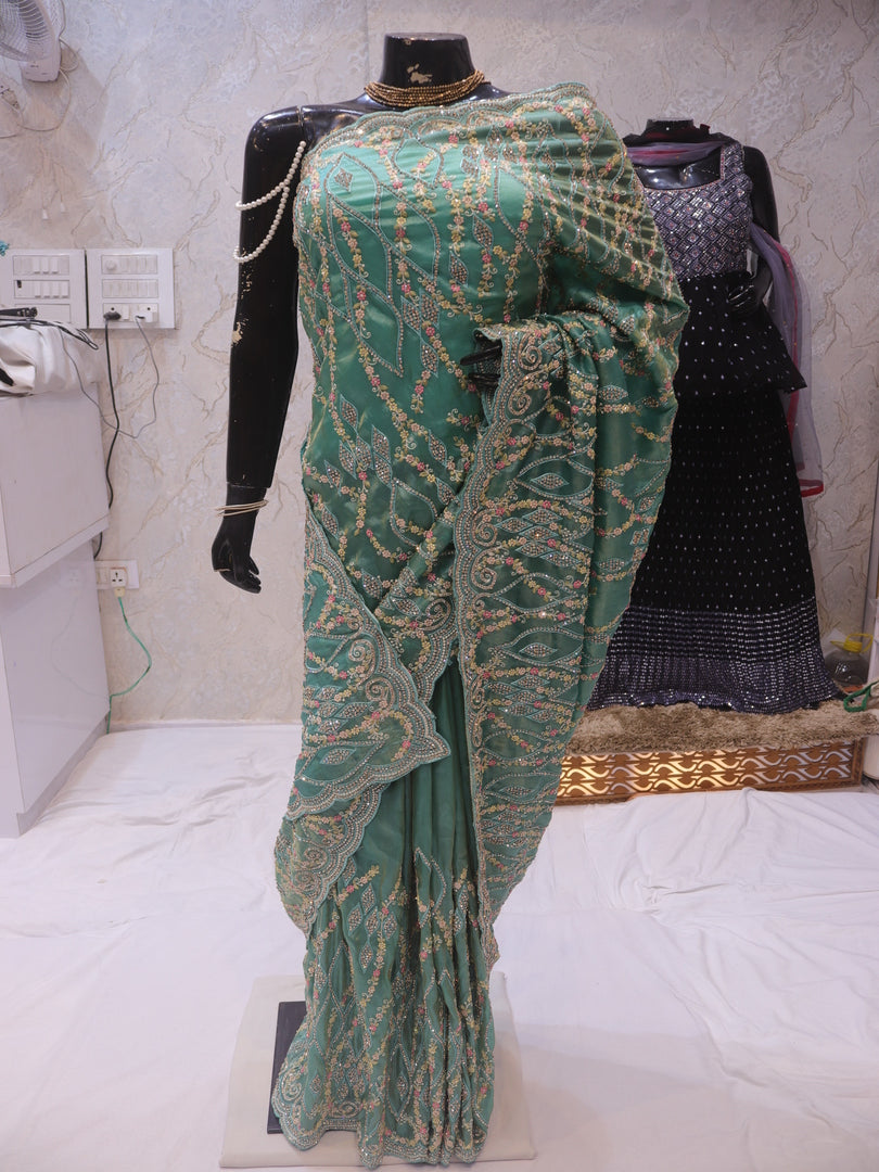 “The Persian Green” Premium Designer Saree