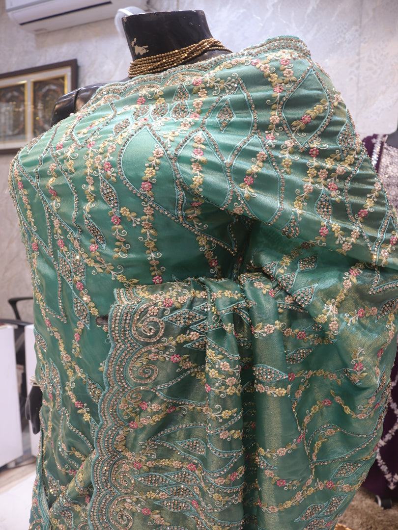 “The Persian Green” Premium Designer Saree