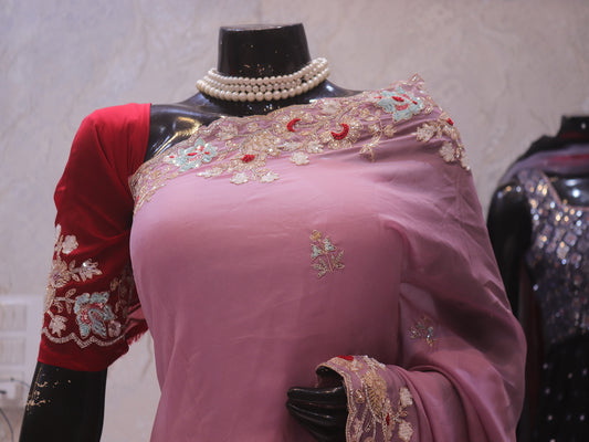 “The Exquisite Elegant Mauve” Premium Designer Saree