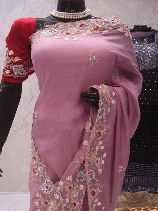“The Exquisite Elegant Mauve” Premium Designer Saree