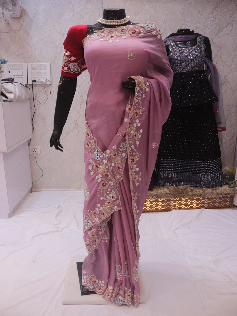 “The Exquisite Elegant Mauve” Premium Designer Saree