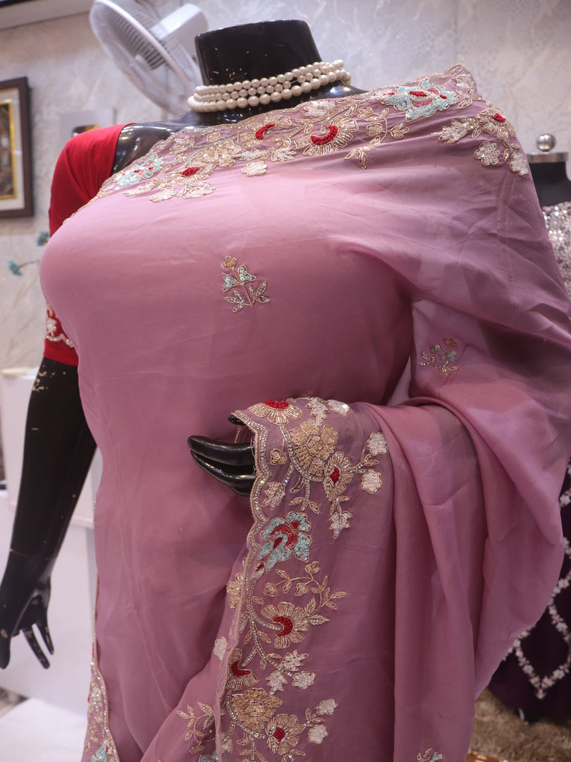 “The Exquisite Elegant Mauve” Premium Designer Saree