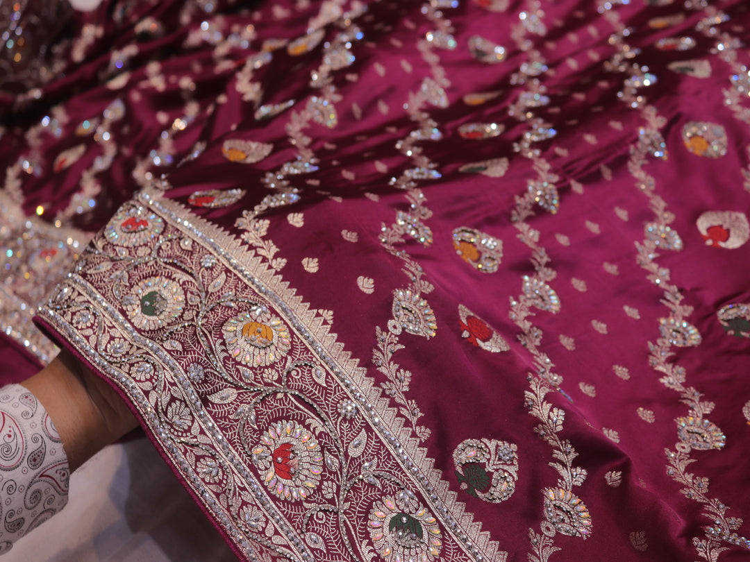 “The Royal Wine” Premium Bridal Banarasi Silk Saree