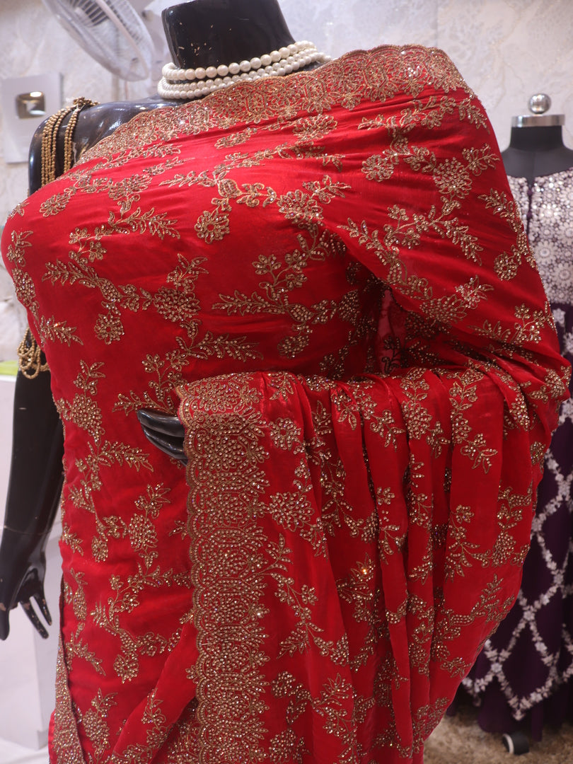 “The Stunning Red” Premium Designer Saree