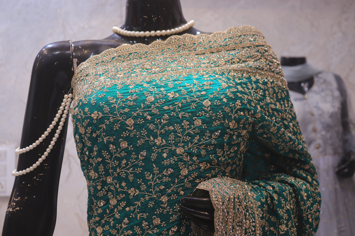 "The Royal Peacock Green" Premium Designer Saree