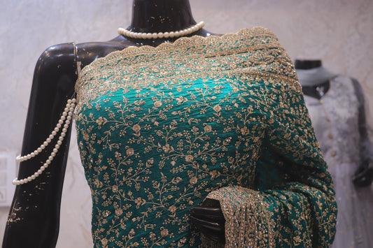 "The Royal Peacock Green" Premium Designer Saree